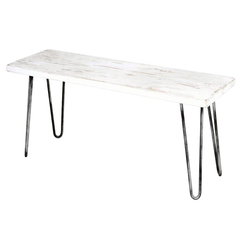 Banc en bois  de couleur blanc vielli