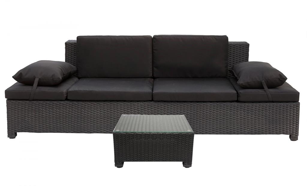 Succombez à la fonctionnalité du salon de jardin Corfou en résine tressée noire ! Confortable, ses accoudoirs entièrement relevables vous permet de créer votre canapé idéal, transformez-le en lit, en ...