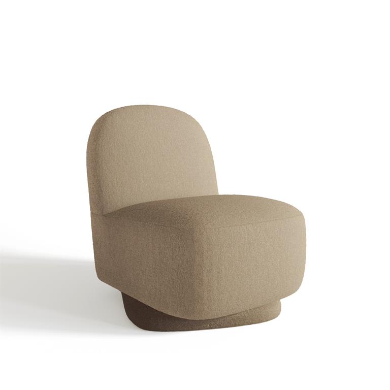 Fauteuil pivotant en bouclette taupe