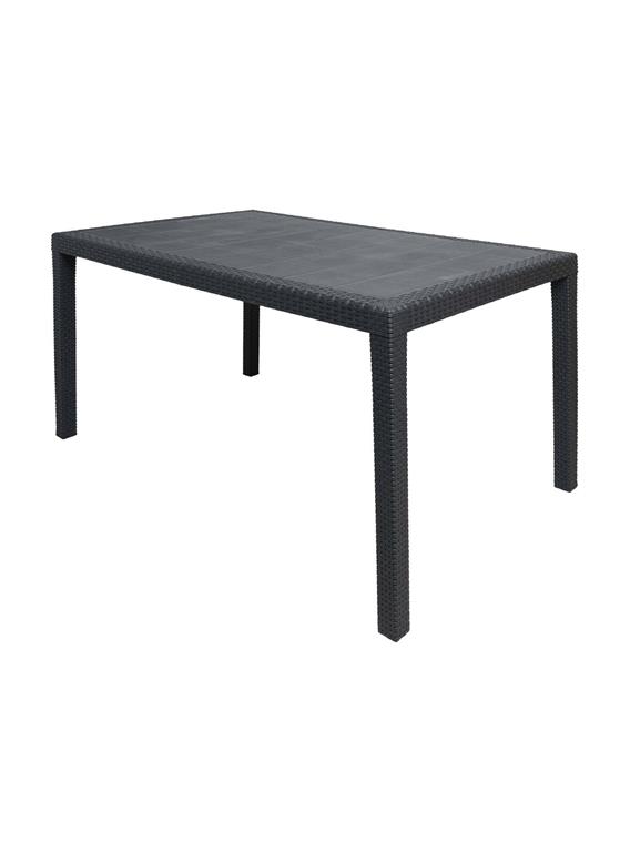 TABLE D'EXTÉRIEUR - Étagère à manger rectangulaire, Table de jardin polyvalente effet rotin, 100% Made in Italy, 150x90h72 cm, Anthracite.  STRUCTURE ET UTILISATION - Table d'extérieur avec structure en ...
