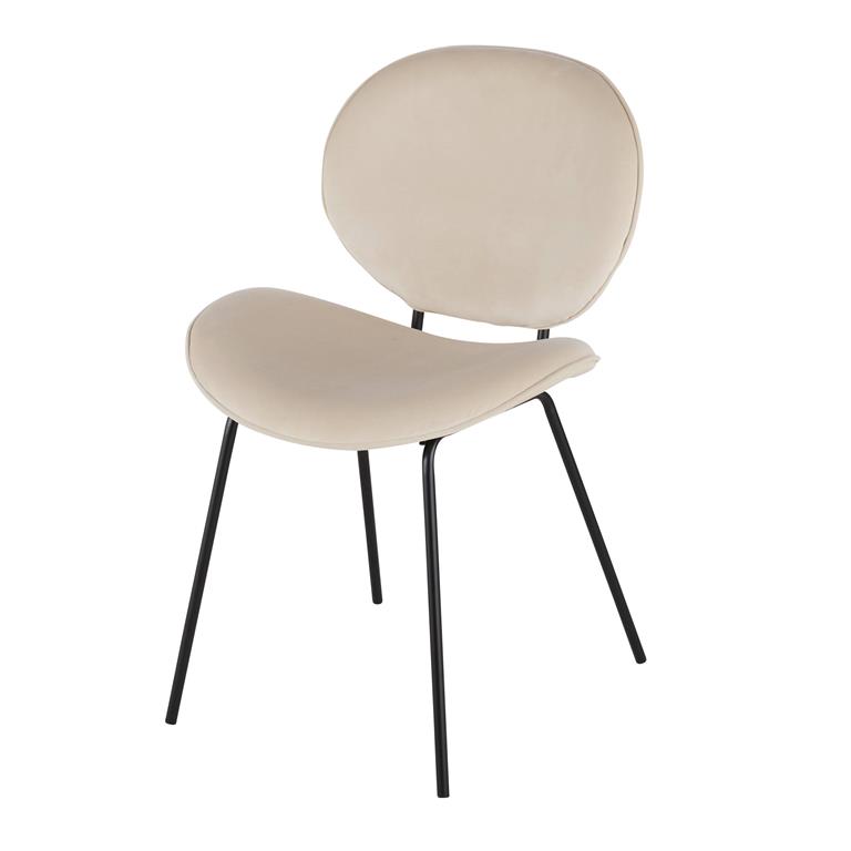 Chaise en velours beige et acier noir