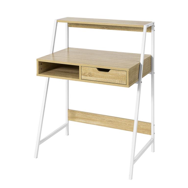 Bureau informatique en métal blanc et en panneau de particule