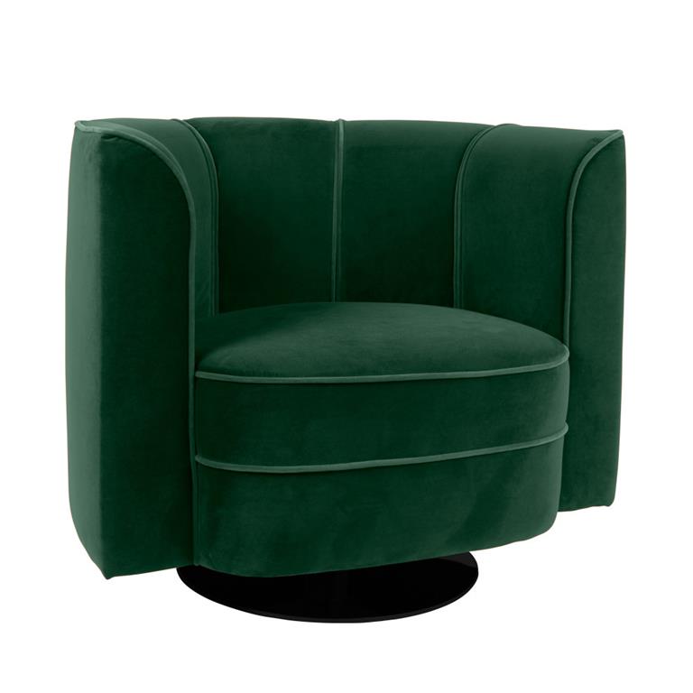 Fauteuil en velours vert art déco
