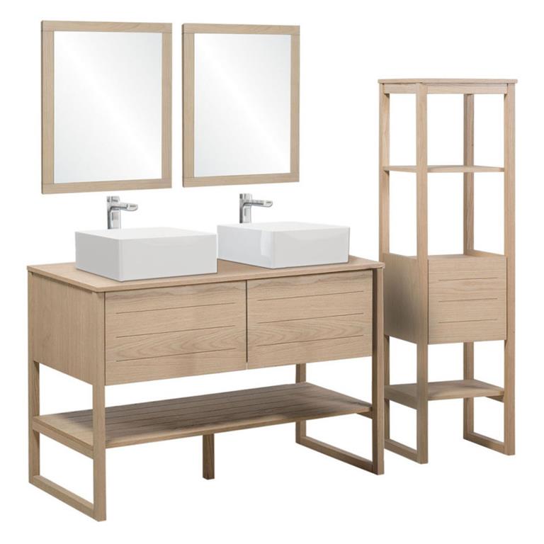 Meuble sous vasque plaqué chêne naturel  120cm