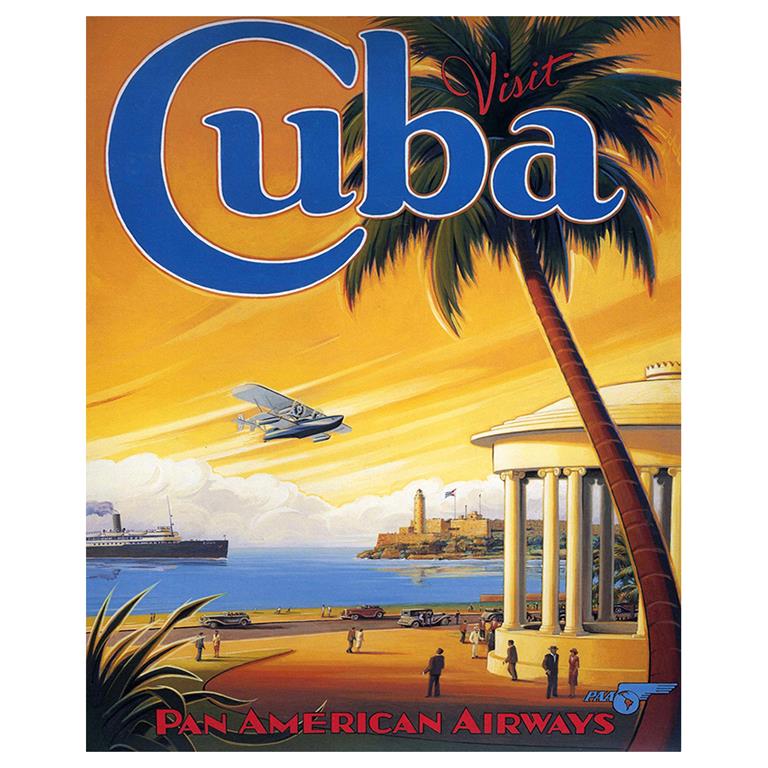 Tableau affiche touristique vintage Cuba 80x100cm