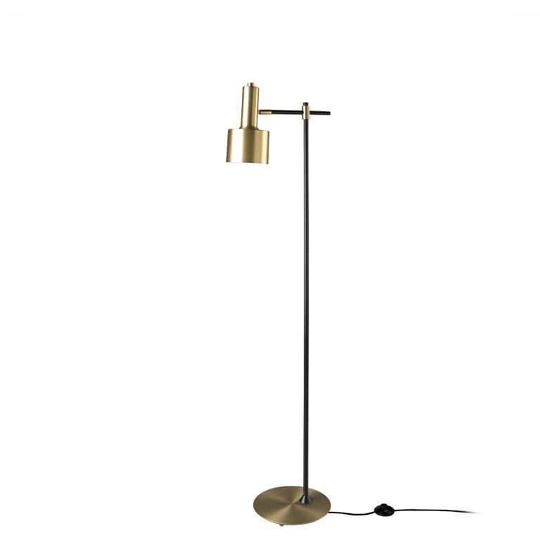Lampadaire en alu doré et acier noir