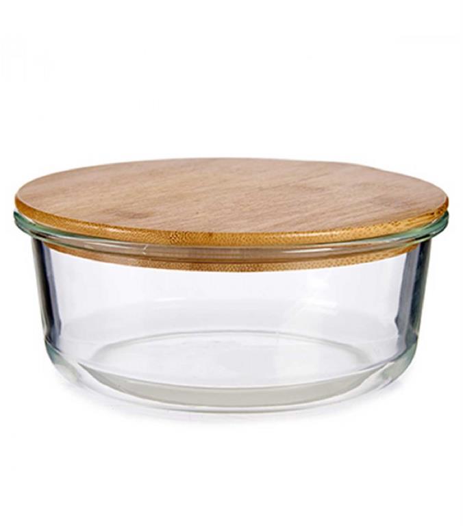 Boîte de conservation ronde verre avec couvercle hermétique 95cl