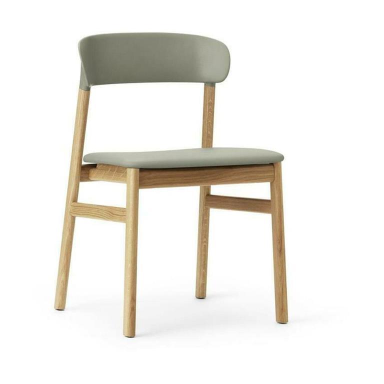Chaise en chêne et cuir vert Herit Spectrum Leather Dusty