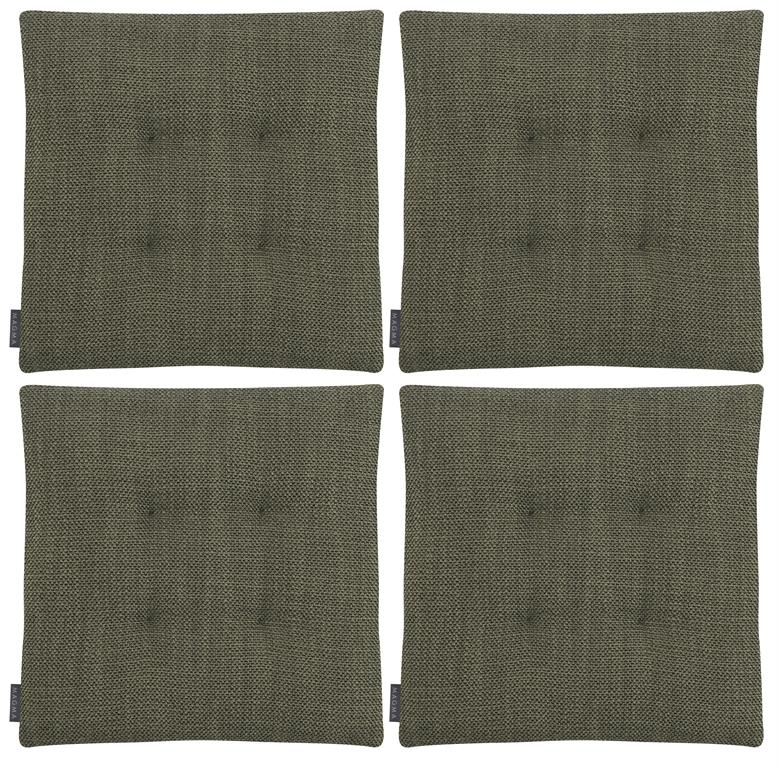 Galettes de chaises carrées vert bi-matière-Lot de 4-42x42cm