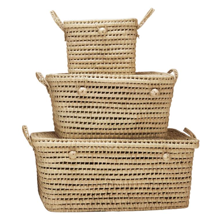 Malle de rangement feuille de palmier osier naturel 30 x 60