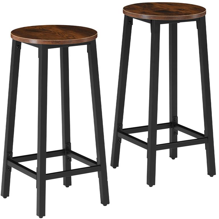 Lot de 2 tabourets de bar en Bois et acier Hauteur 66