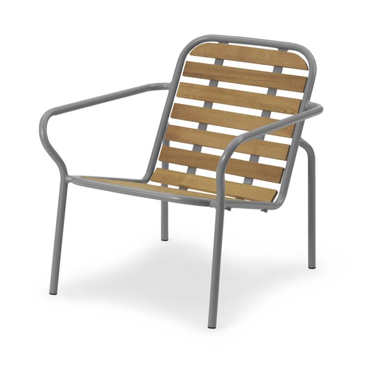 Chaise lounge en acier et bois vert foncé gris Vig Robinia