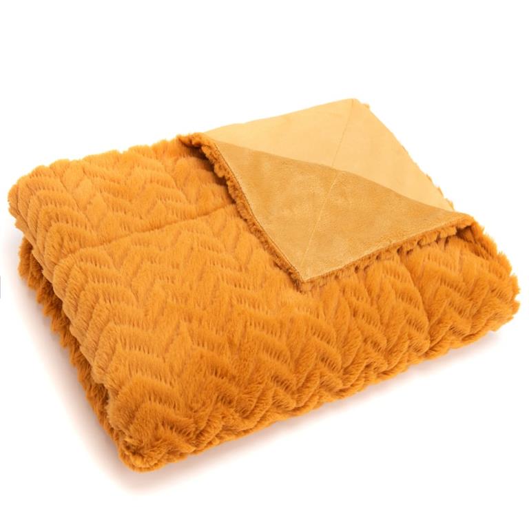 Plaid   130x170 cm curry jaune en polyester