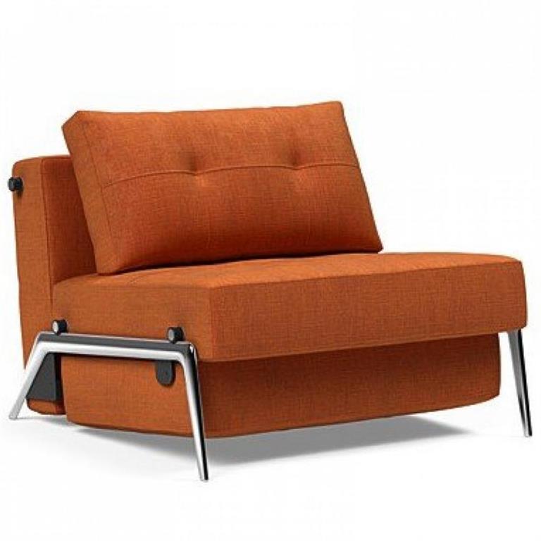 INNOVATION LIVING  Fauteuil design CUBED 02 ALU convertible 200x90cm tissu Esina Rust Orange