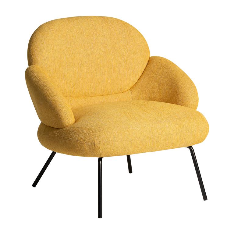 Fauteuil en chenille moutarde 83x75x85 cm