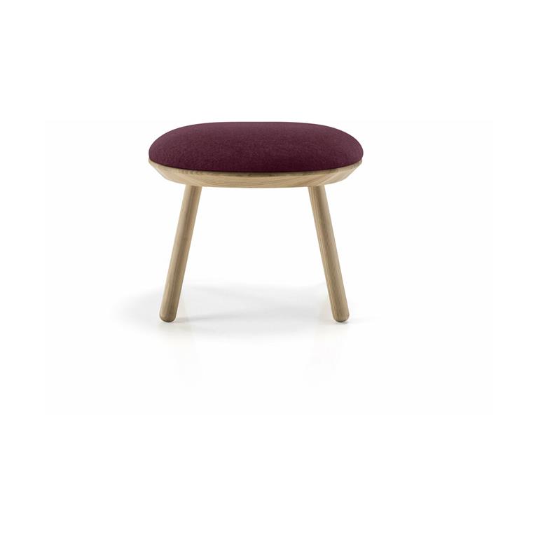 Tabouret en frêne et tissu bordeaux Naïve - Emko