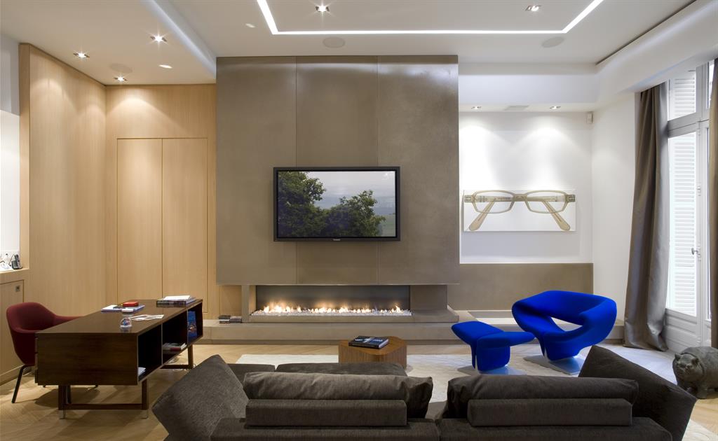 Cheminée design avec coffrage en béton