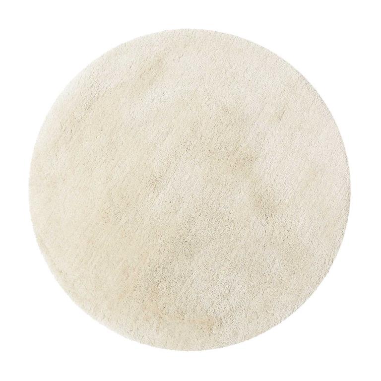 Tapis de bain rond en microfibre antidérapant crème 90 D