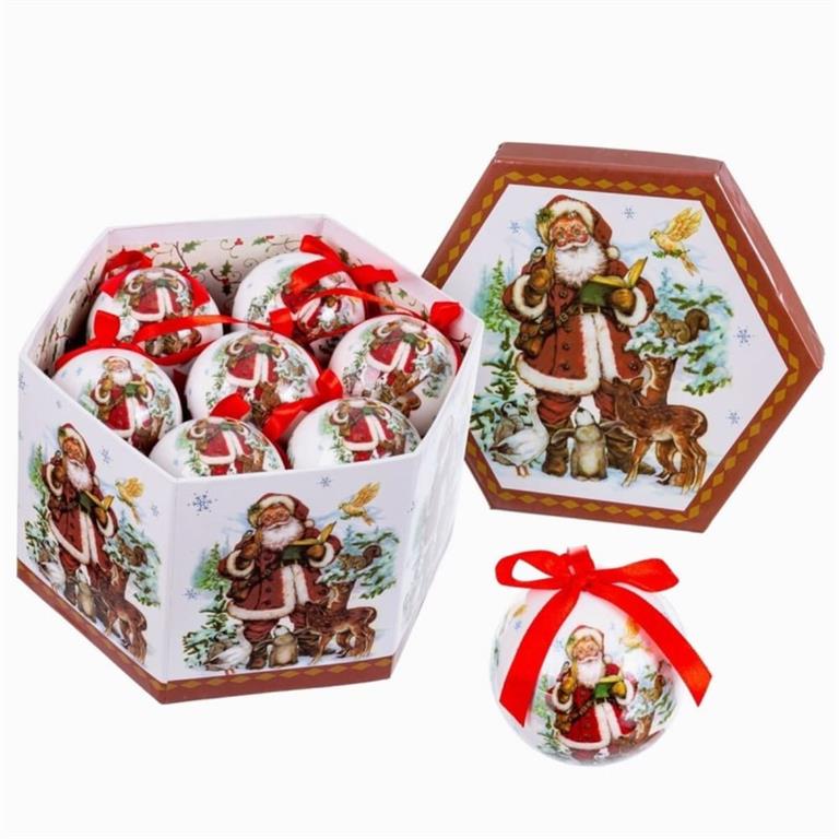 Coffret de 14 boules de Noël Père Noël rétro
