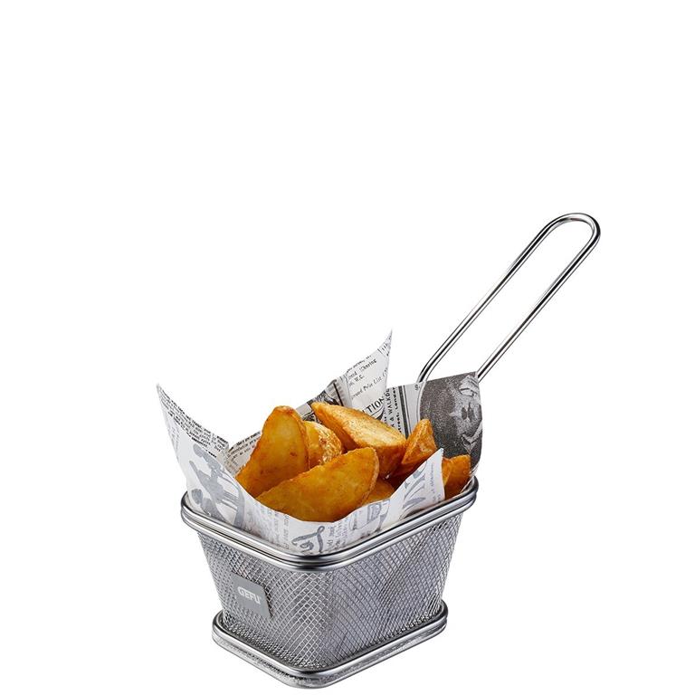 Panier à frites en acier inoxydable argent