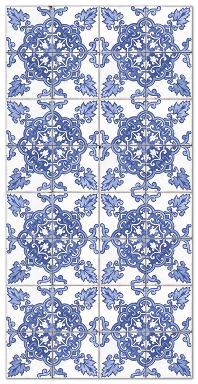 Tapis vinyle carreaux ciments cordoue bleu 200x200cm