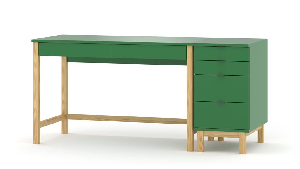 Bureau enfant en pin massif&MDF 120x60 vert