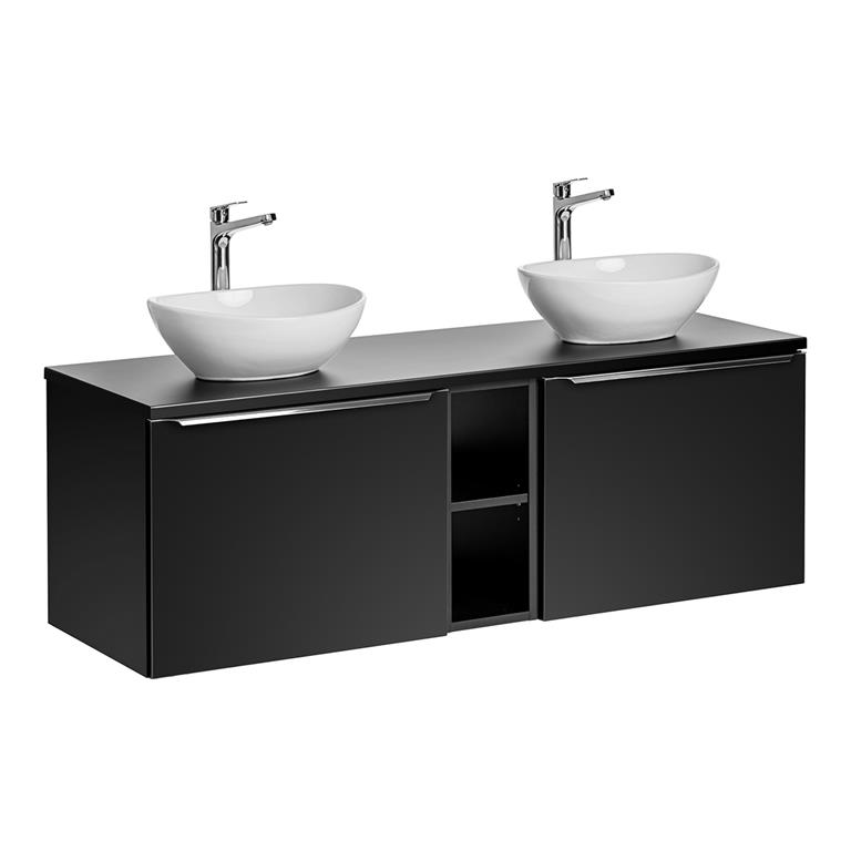 Meuble double vasque stratifiés noir