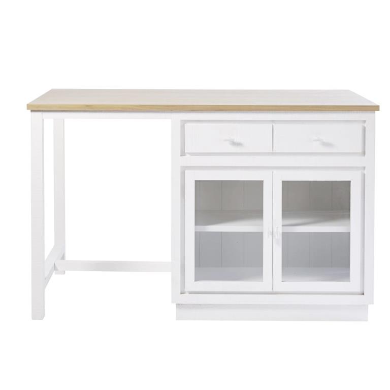 Îlot central cuisine 6 tiroirs 2 portes blanc