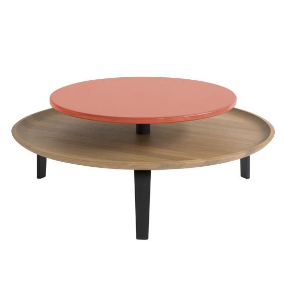 Table basse orange et chêne L Secreto - Colé Italian Design Label