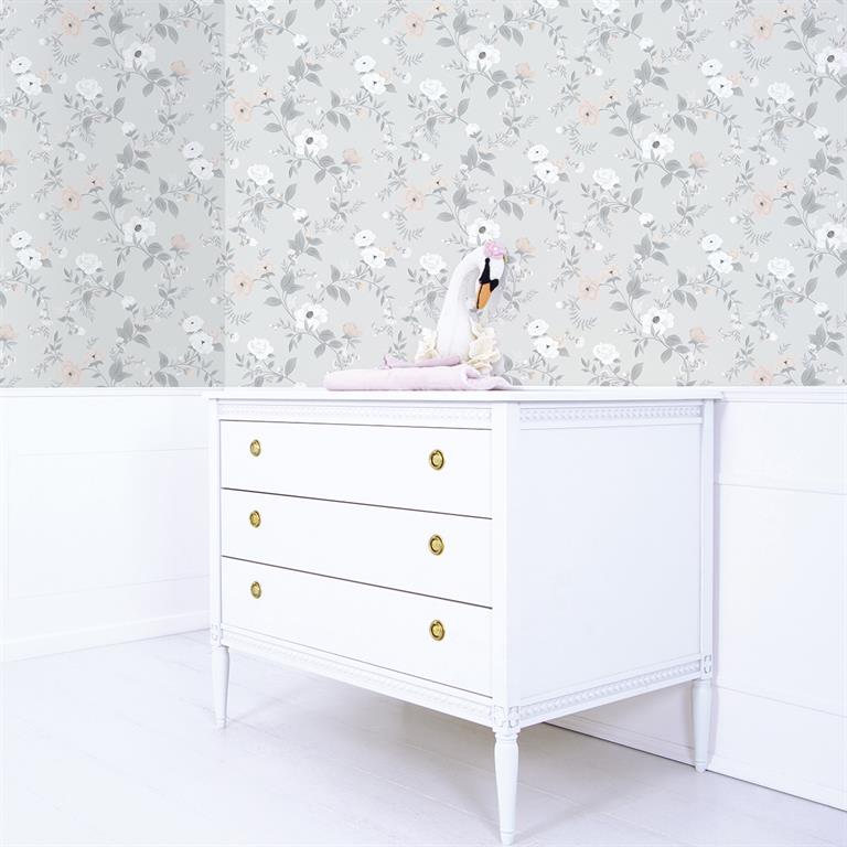 Papier peint symphonie des roses gris