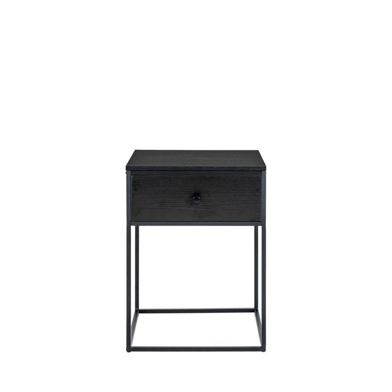 Table de chevet avec tiroir en bois et métal - Noir