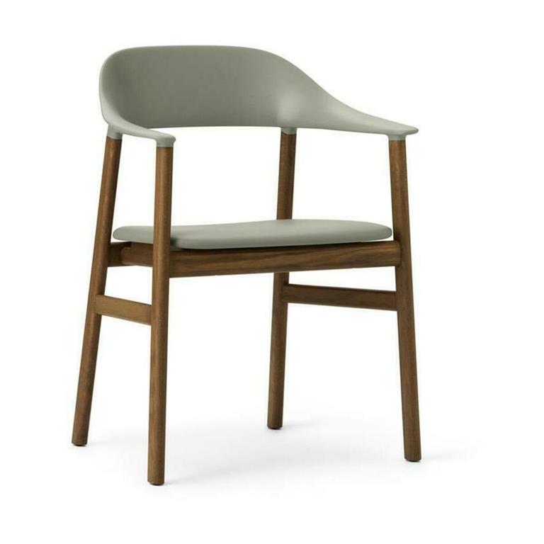 Chaise avec accoudoirs en chêne teinté et cuir vert Herit Spectrum Leather