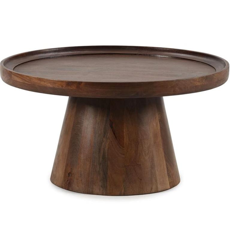 Table basse ronde en bois de manguier 80 cm