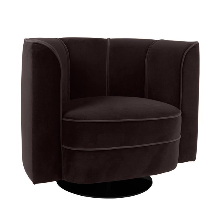Fauteuil en velours noir pivotant style art déco