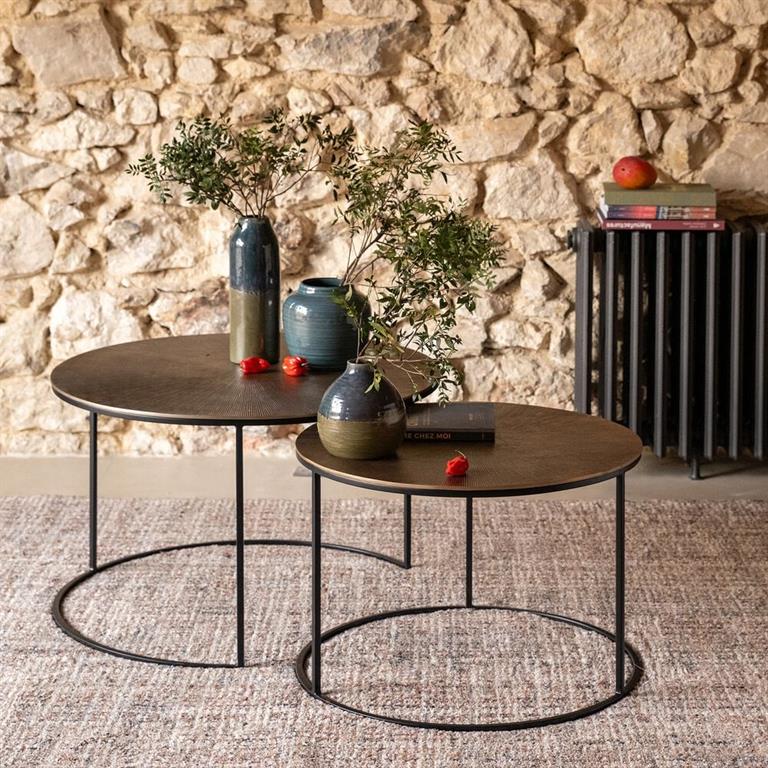 Tables basses gigognes en métal - doréALTHEN