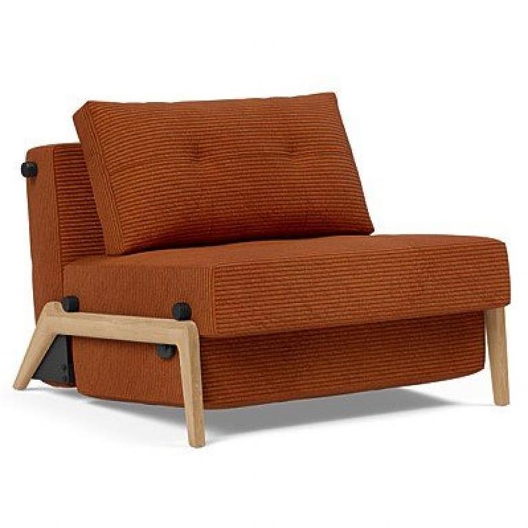 INNOVATION LIVING Fauteuil design SOFABED CUBED 02 WOOD convertible lit 200x90 cm Corduroy Orange