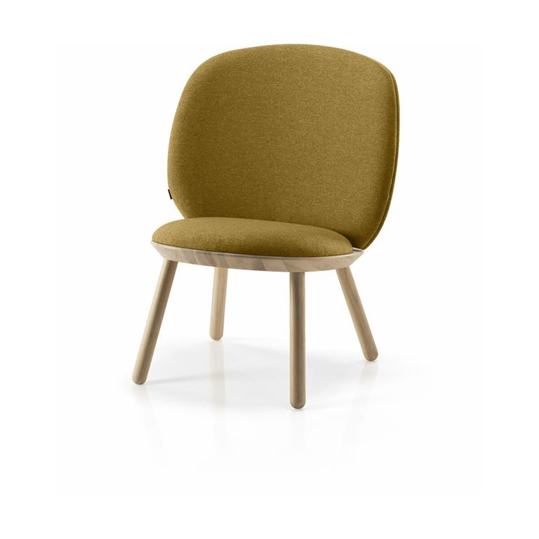 Fauteuil en frêne et tissu jaune Naïve - Emko