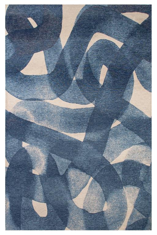 Tapis de salon moderne tissé plat bleu 240x340 cm