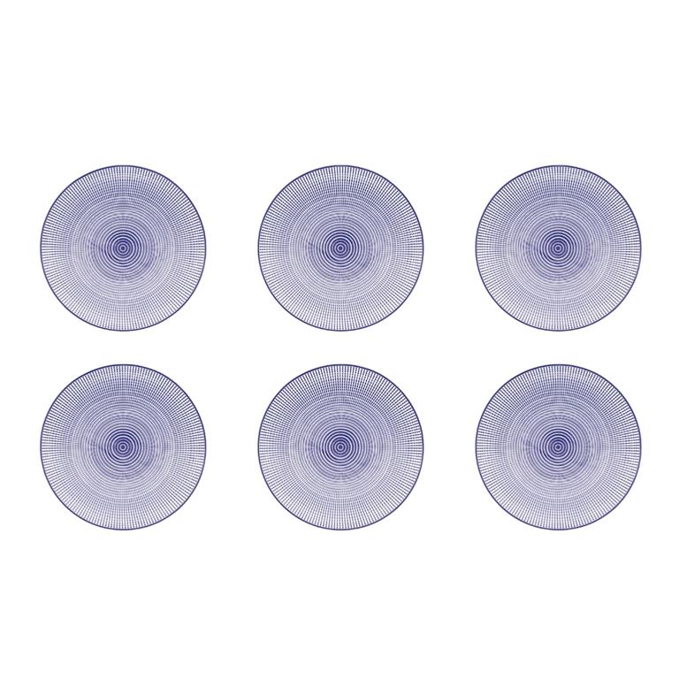 Lot de 6 assiettes plates en porcelaine bleu et blanc