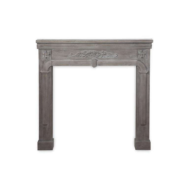 Manteau de cheminée décor bois gris cérusé