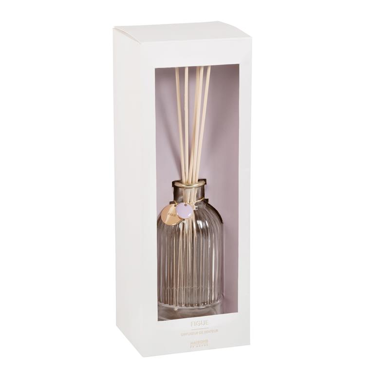 Diffuseur en verre strié et doré parfum figue aromatique 200ML