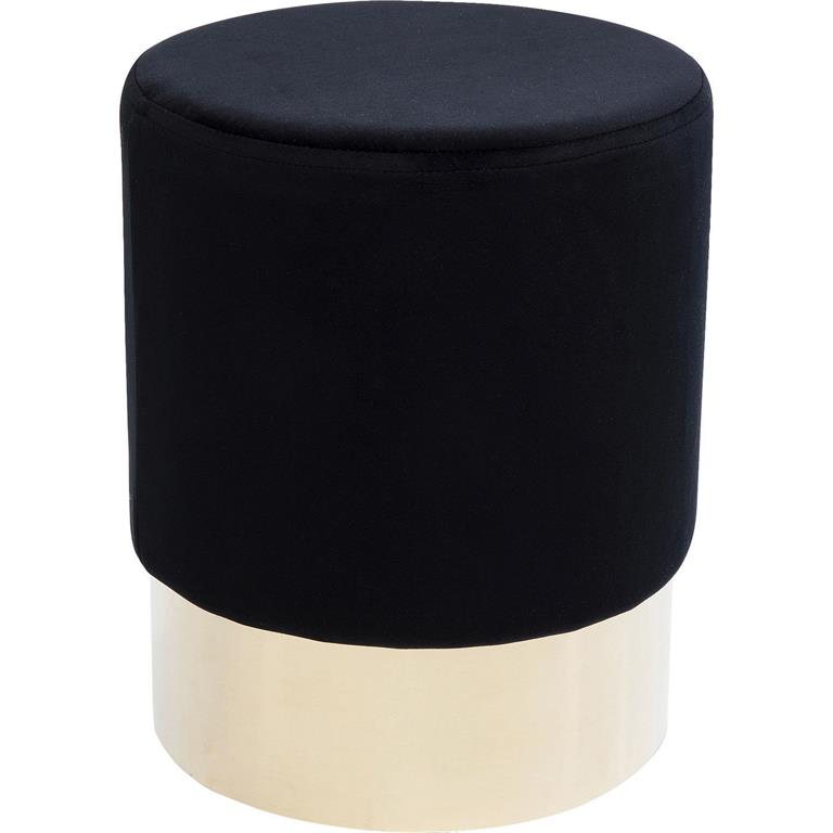 Tabouret en velours noir et acier doré