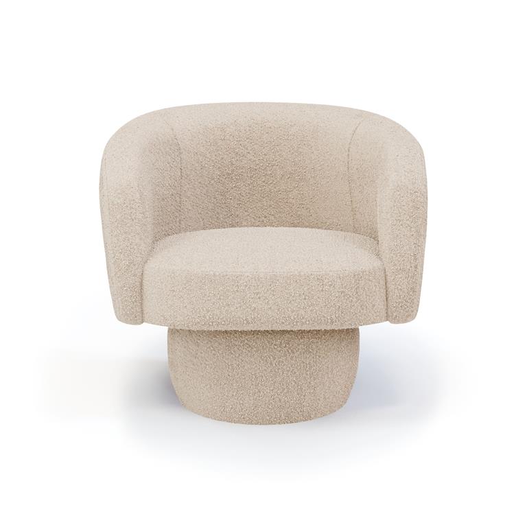 Fauteuil pivotant en tissu bouclette crème