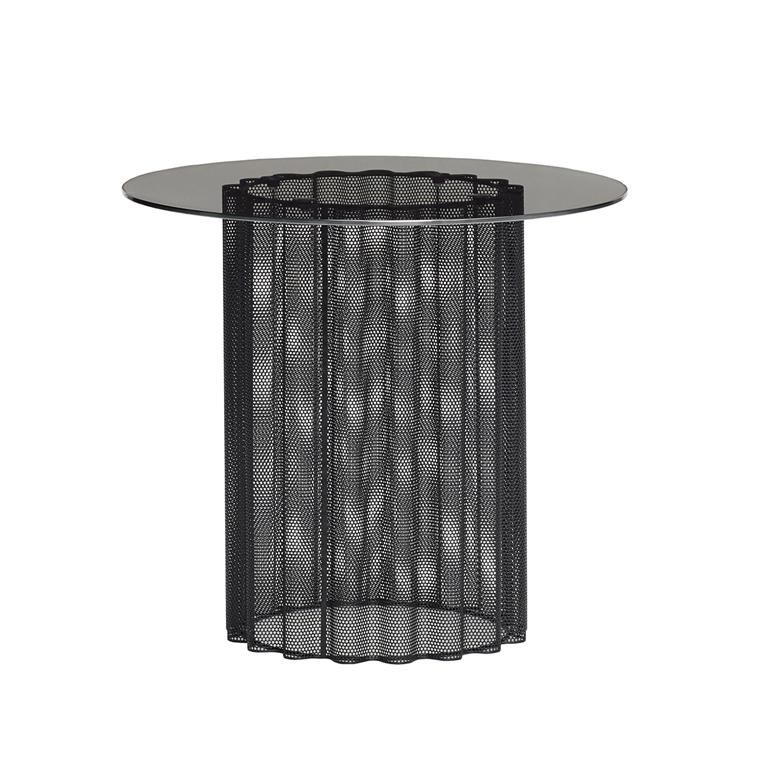 Table en verre et métal noir dépoli
