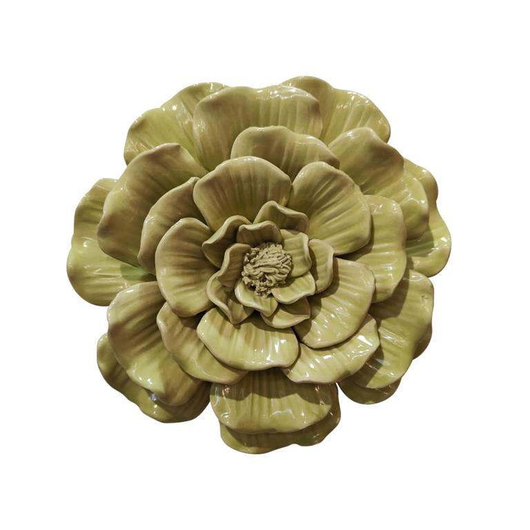 Déco murale fleur céramique vert anis 17