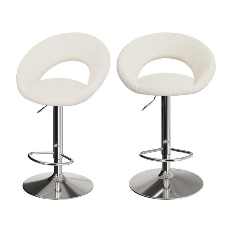 Chaise de bar en tissu bouclé crème 61/76