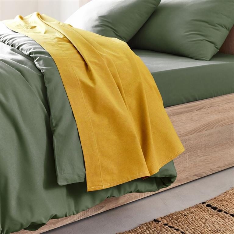 Drap plat en coton 270x300cm - jaune genetCALANQUES
