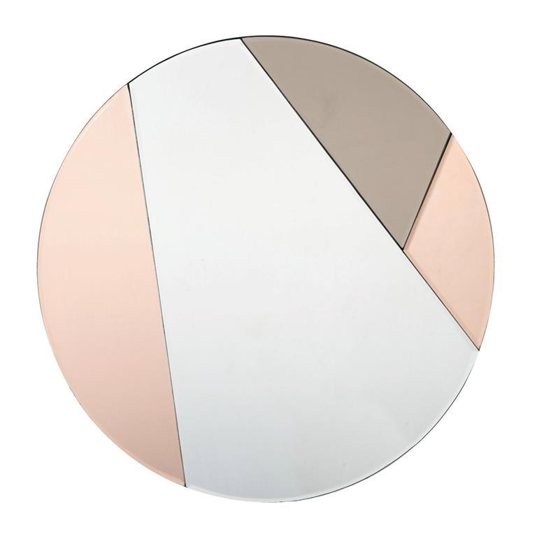Miroir rond rose et verre fumé D50