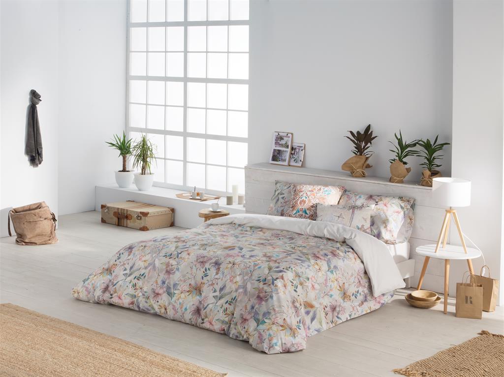 Housse de couette imprimé en percale coton multicolore 220x220 cm