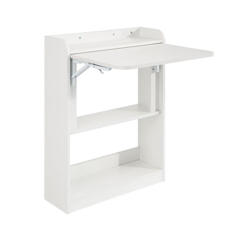 Bureau pliant multifonctionnel effet bois blanc